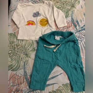 3-6 months baby girl cold weather outfit Zara pants and rainbow top